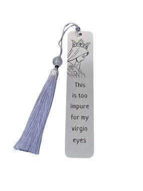 3/$20 NIB | Brushed Metal Engraved Tassel Bookmark Gift Boxed Funny Stationery